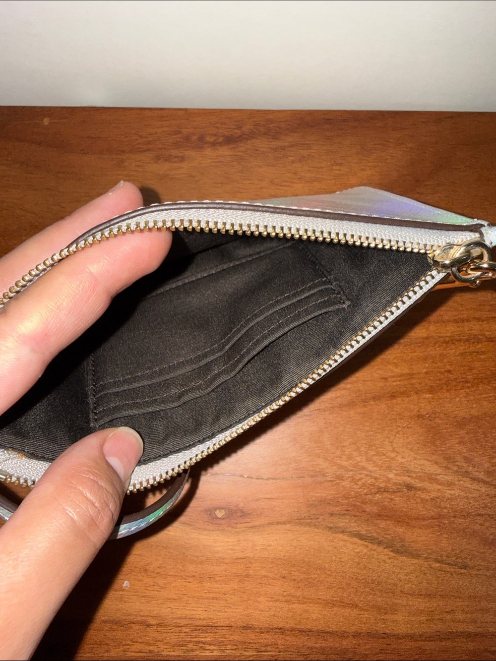 Coach Holographic Leather Wristlet - Iridescent Silver - Picture 3 of 5